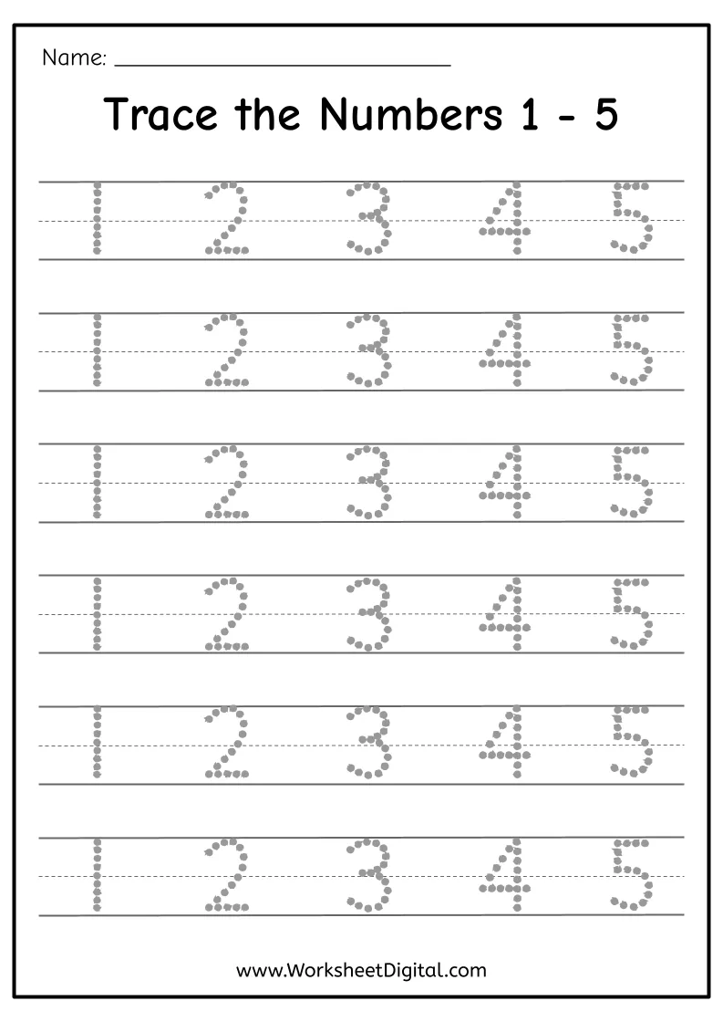 Trace The Numbers 1 5 Worksheets Library