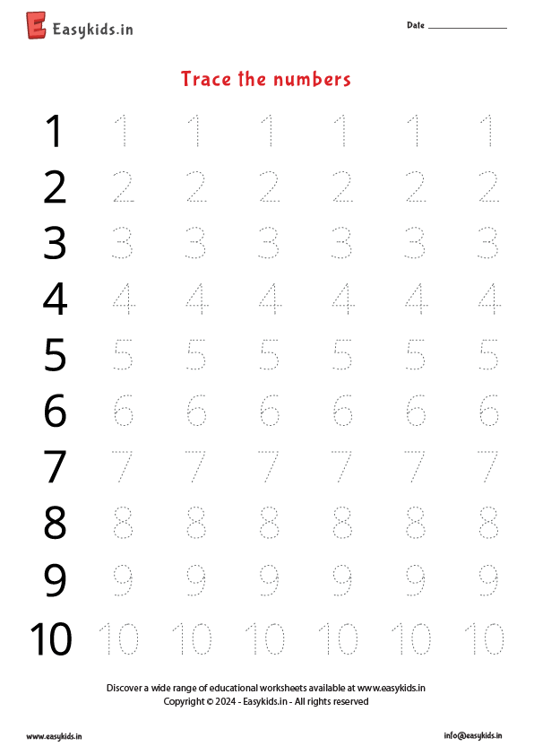 Trace The Numbers Worksheet
