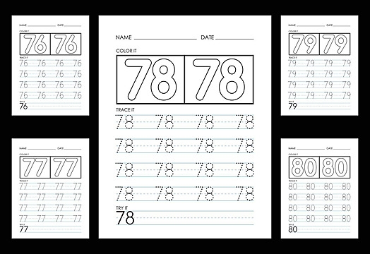 Tracing And Coloring Numbers Worksheets Learn Numbers Draw Study Line 
