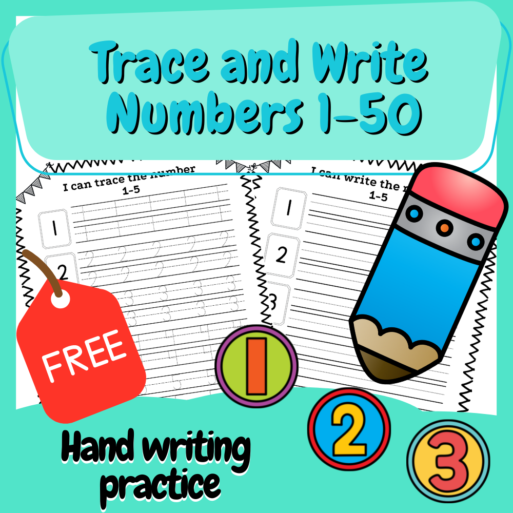 Tracing Numbers 1 50 Printable Worksheet Trace And Write Numbers 1 50 