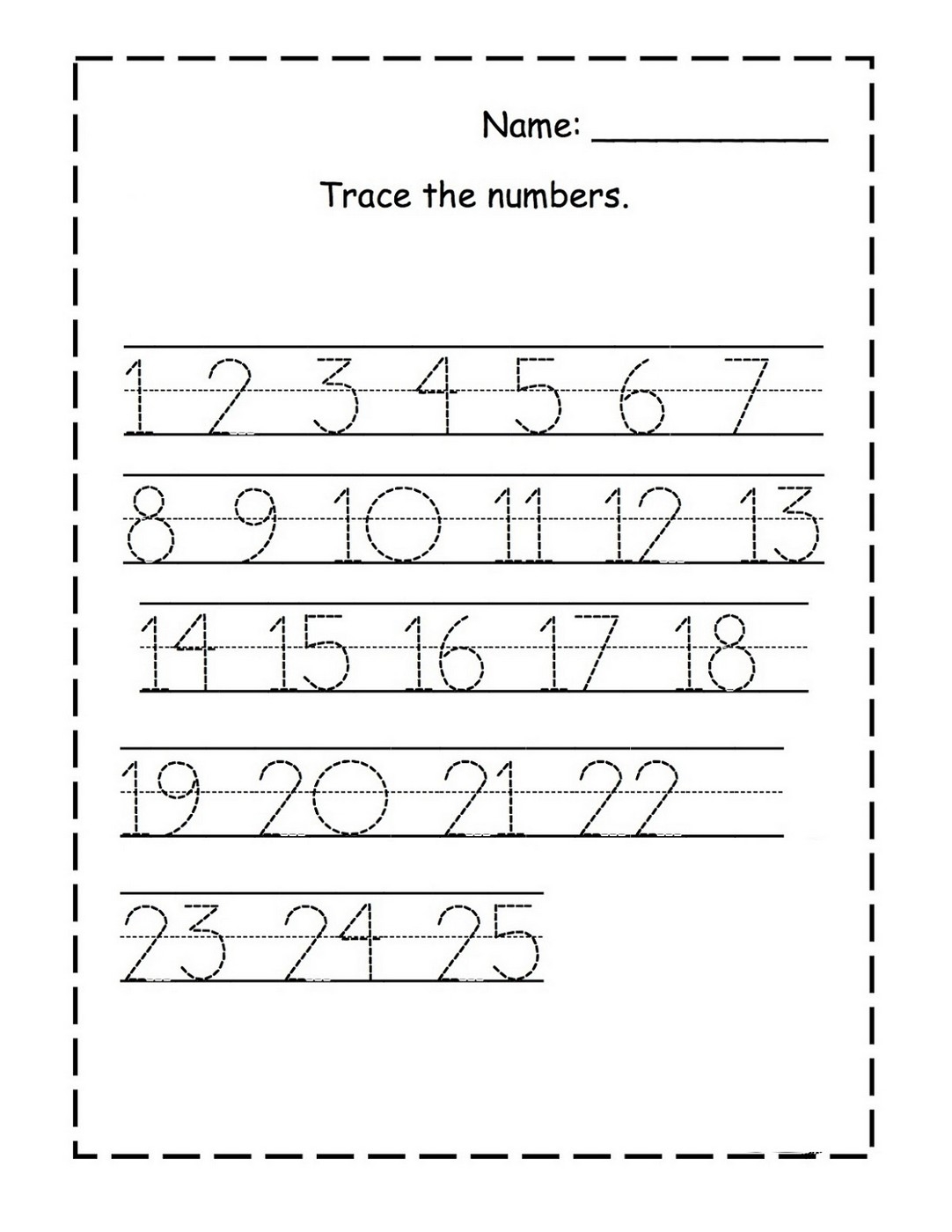 preschool numbers 1-20 worksheets