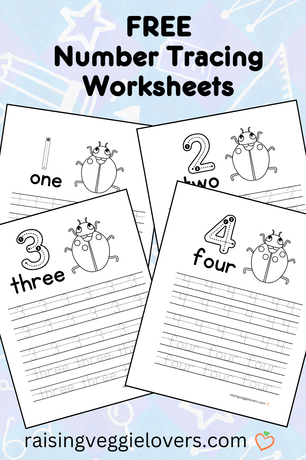 Tracing Numbers Worksheets Raising Veggie Lovers