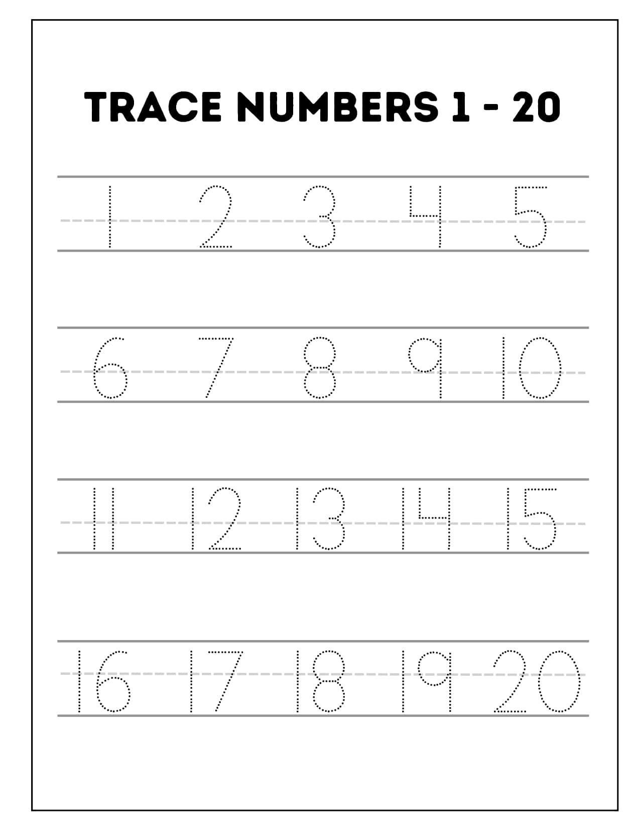 Tracing Worksheets Numbers 1 20 Tracing Worksheets 40 OFF