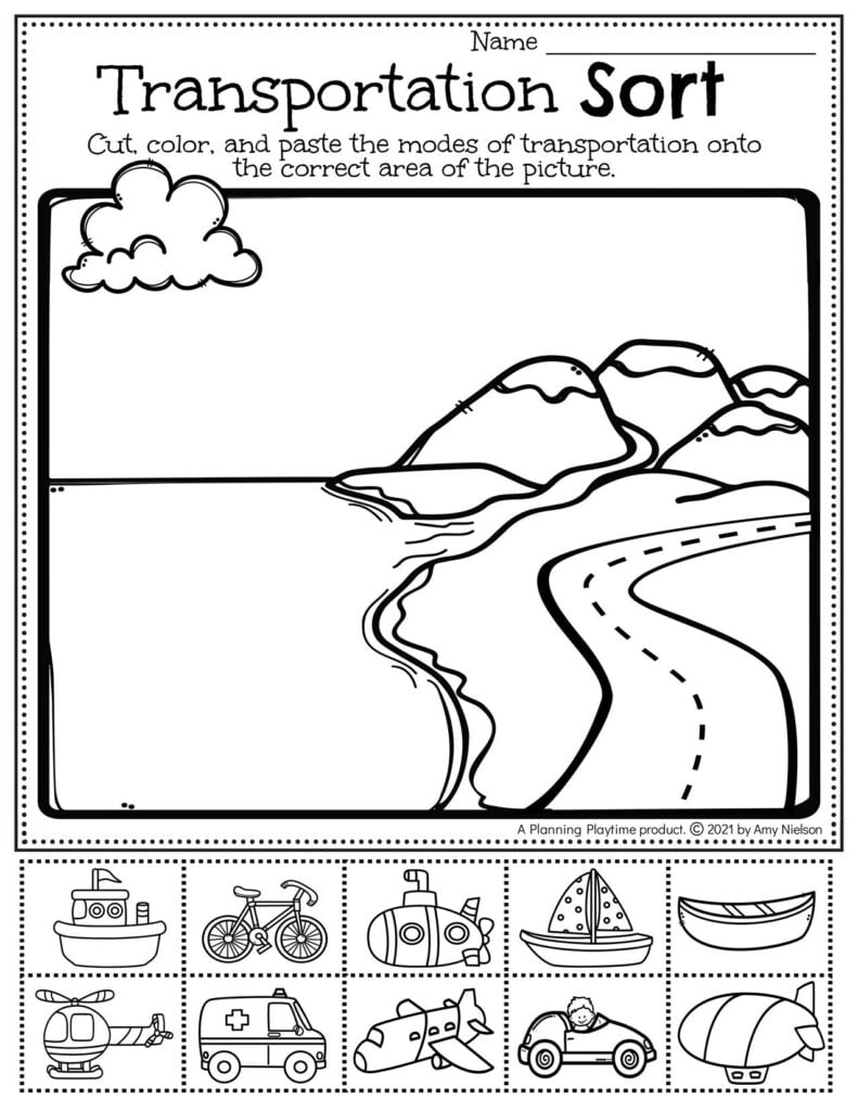 Transportation Worksheets Preschool Planning Playtime