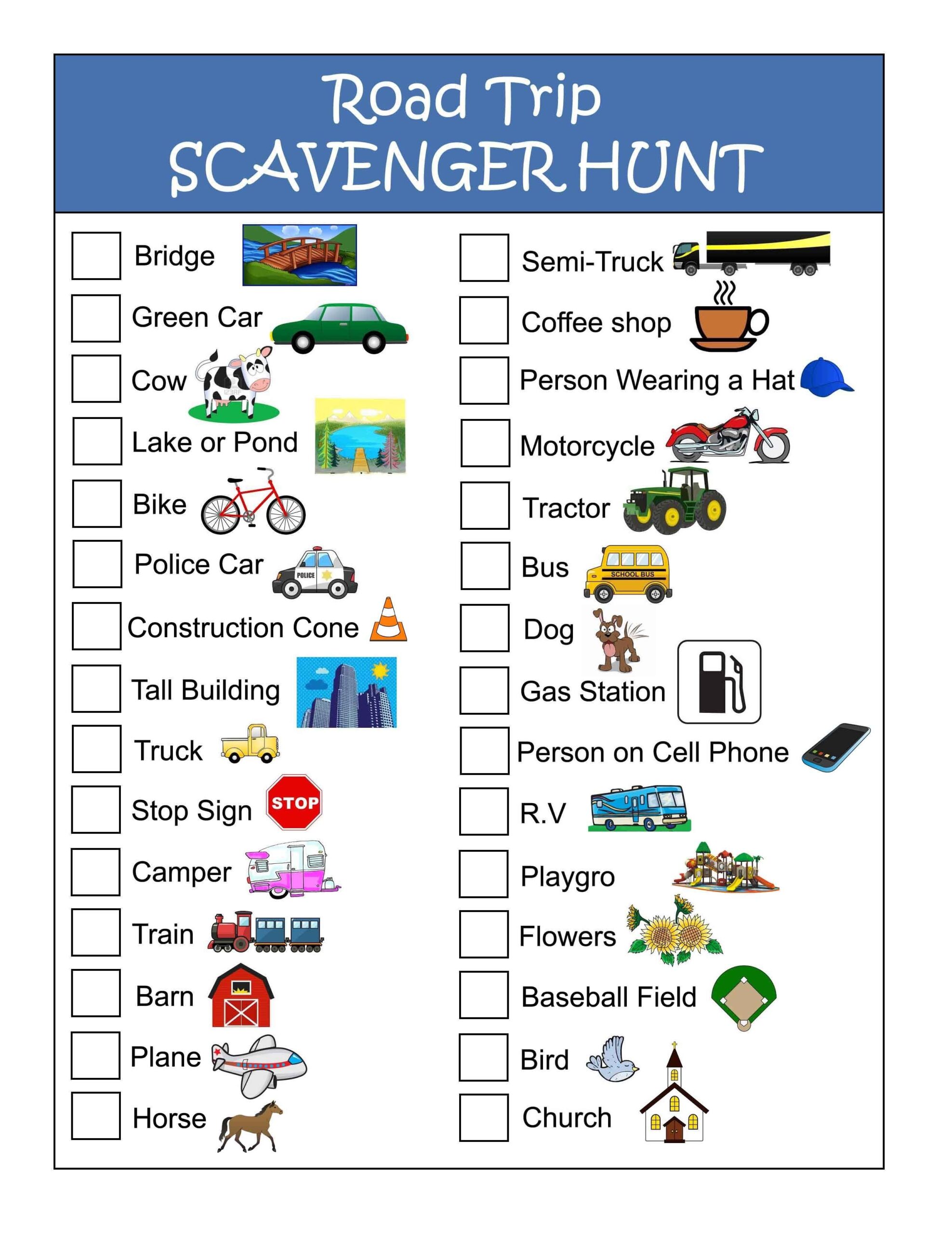 free printable car journey games