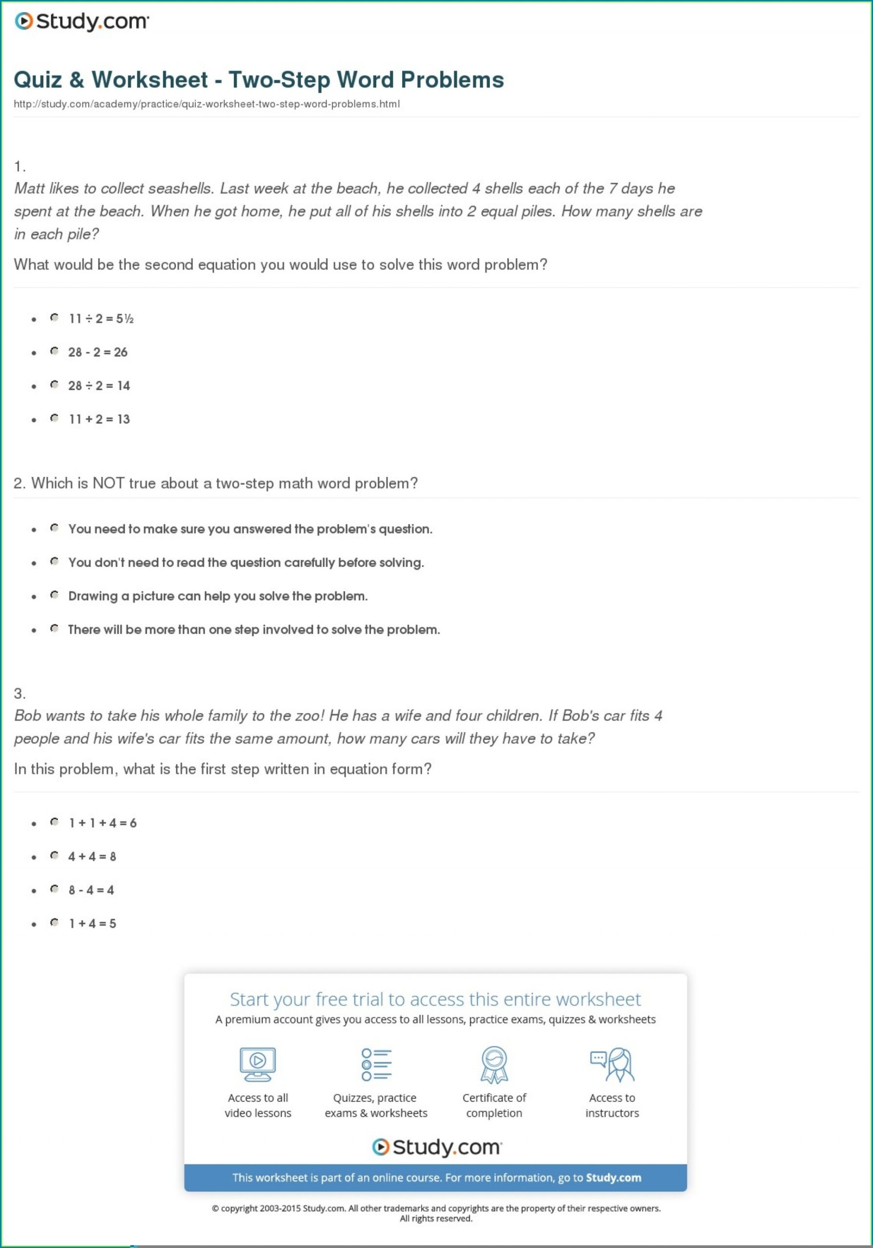 Two Step Equations Whole Numbers Worksheet Printable Word Searches