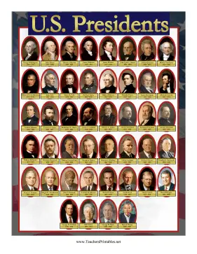 printable list of u.s. presidents with pictures