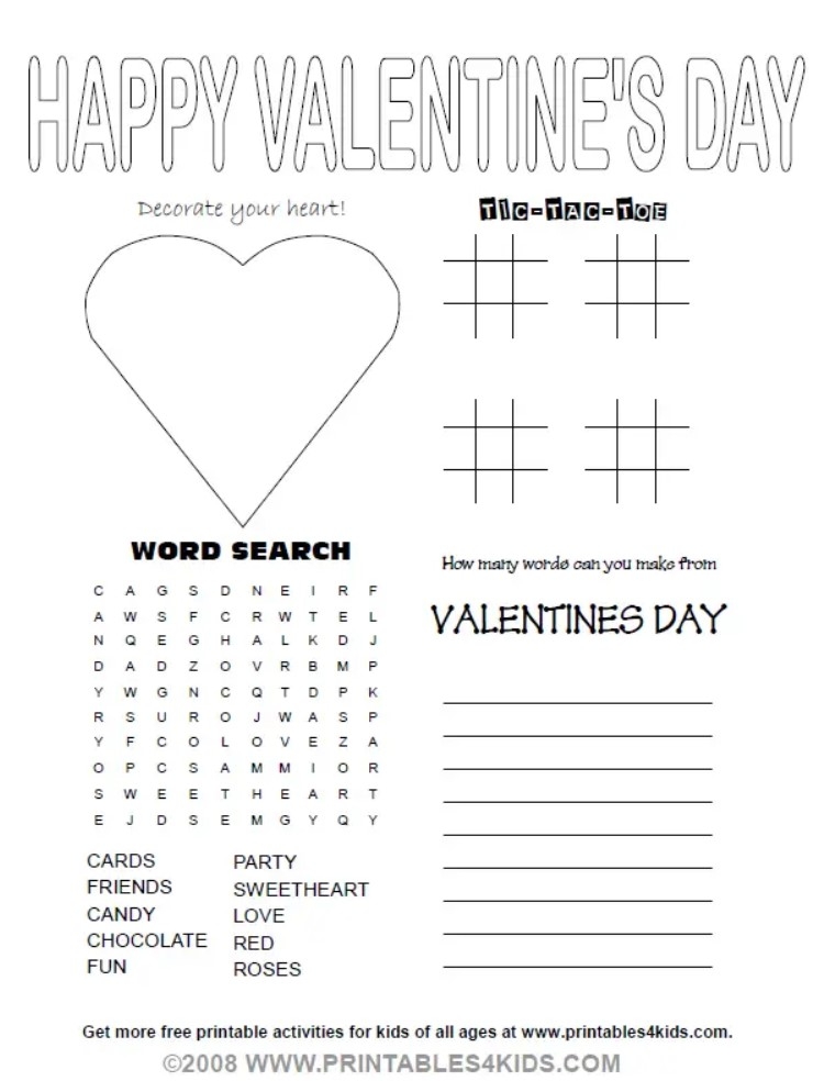printable valentine's day activities for elementary students