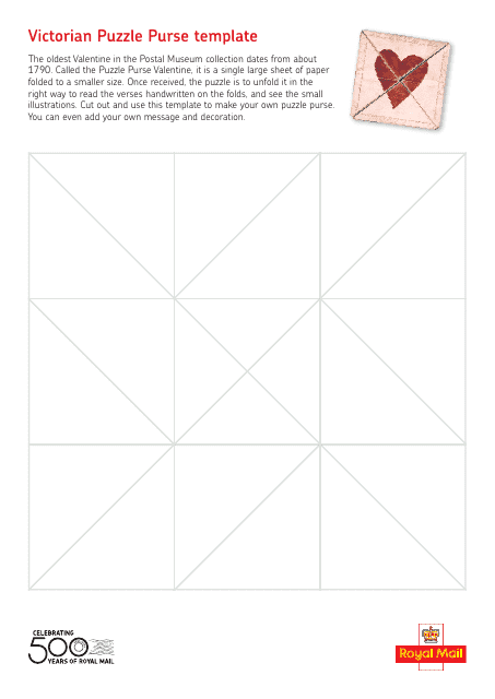 Victorian Puzzle Purse Template Free PDF Download