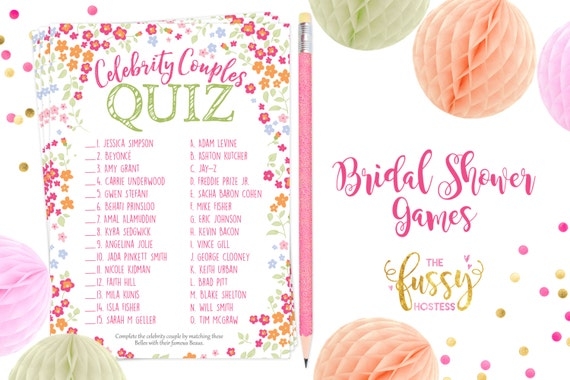 Virtual Printable Celebrity Couples Bridal Shower Game Virtual 