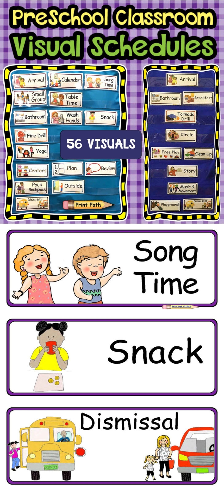 Visual Schedule Center Labels EDITABLE PreK Classroom Printable Schedule