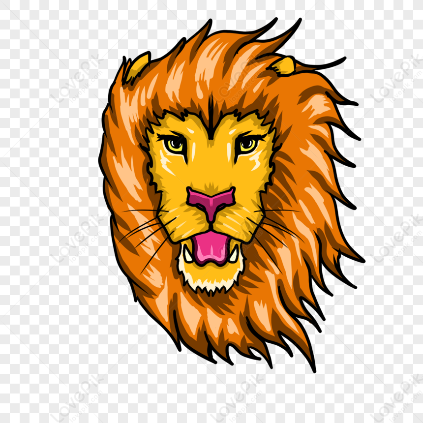 Warm Color Frontal Lion Head Clip Art orange Hair PNG Picture And 