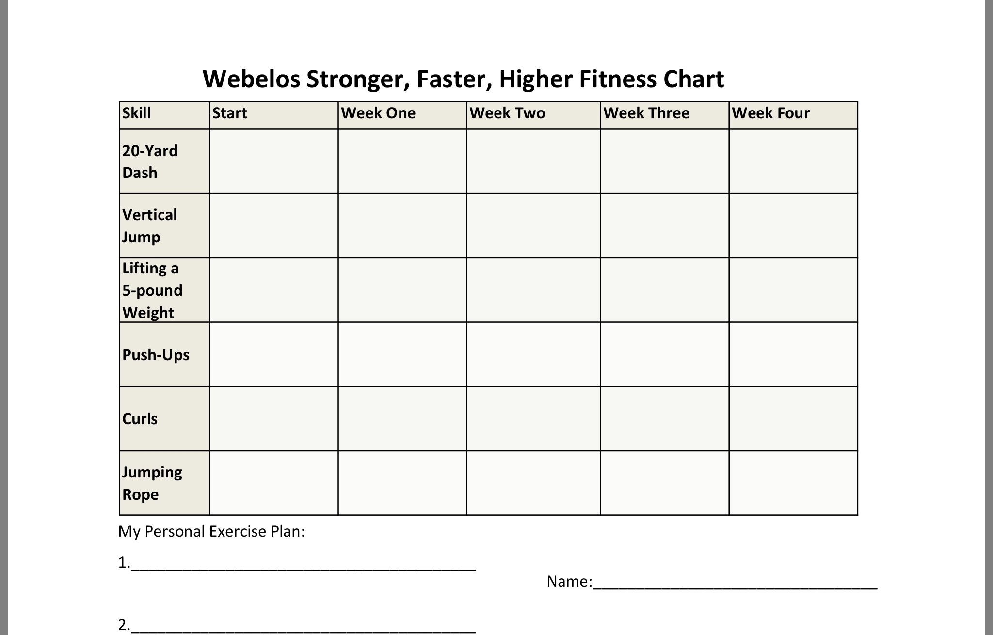 Webelos Stronger Faster Higher Worksheet Printable Calendars AT A GLANCE