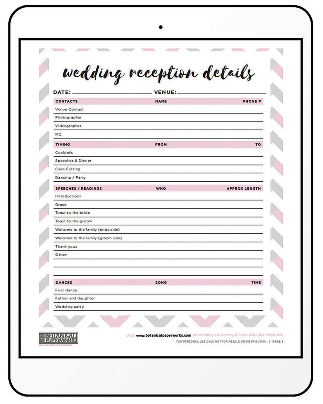wedding picture checklist printable
