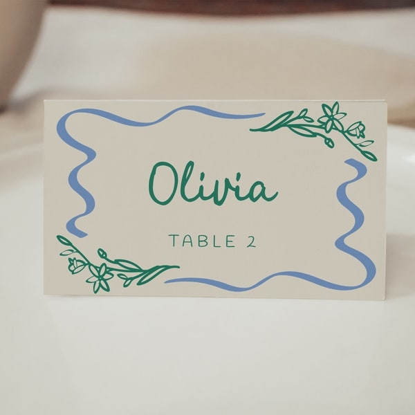 Wedding Place Name Card Template Printable Name Place Card Etsy