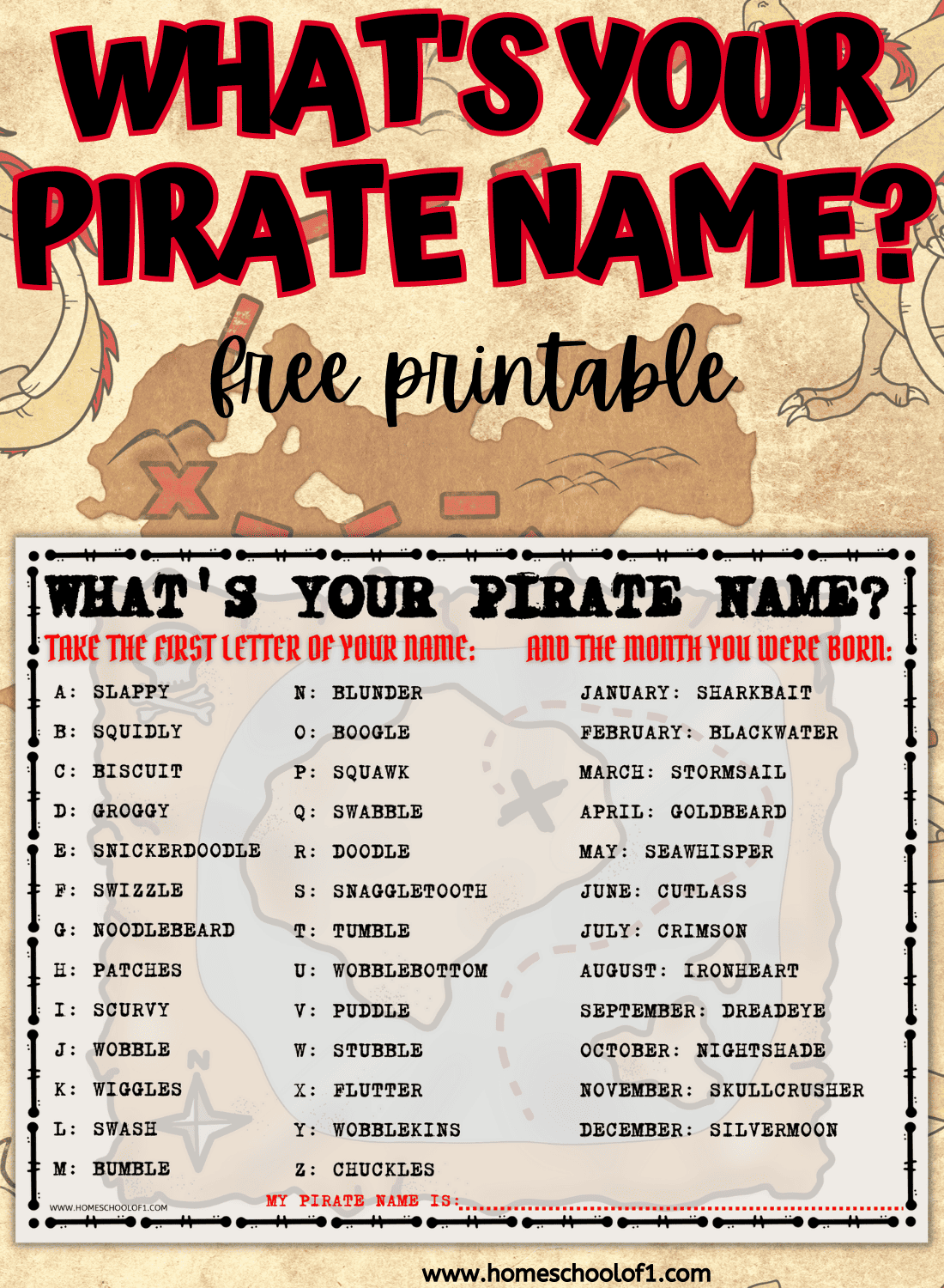 What 39 s Your Pirate Name Free Printable Pirate Names Pirate Name