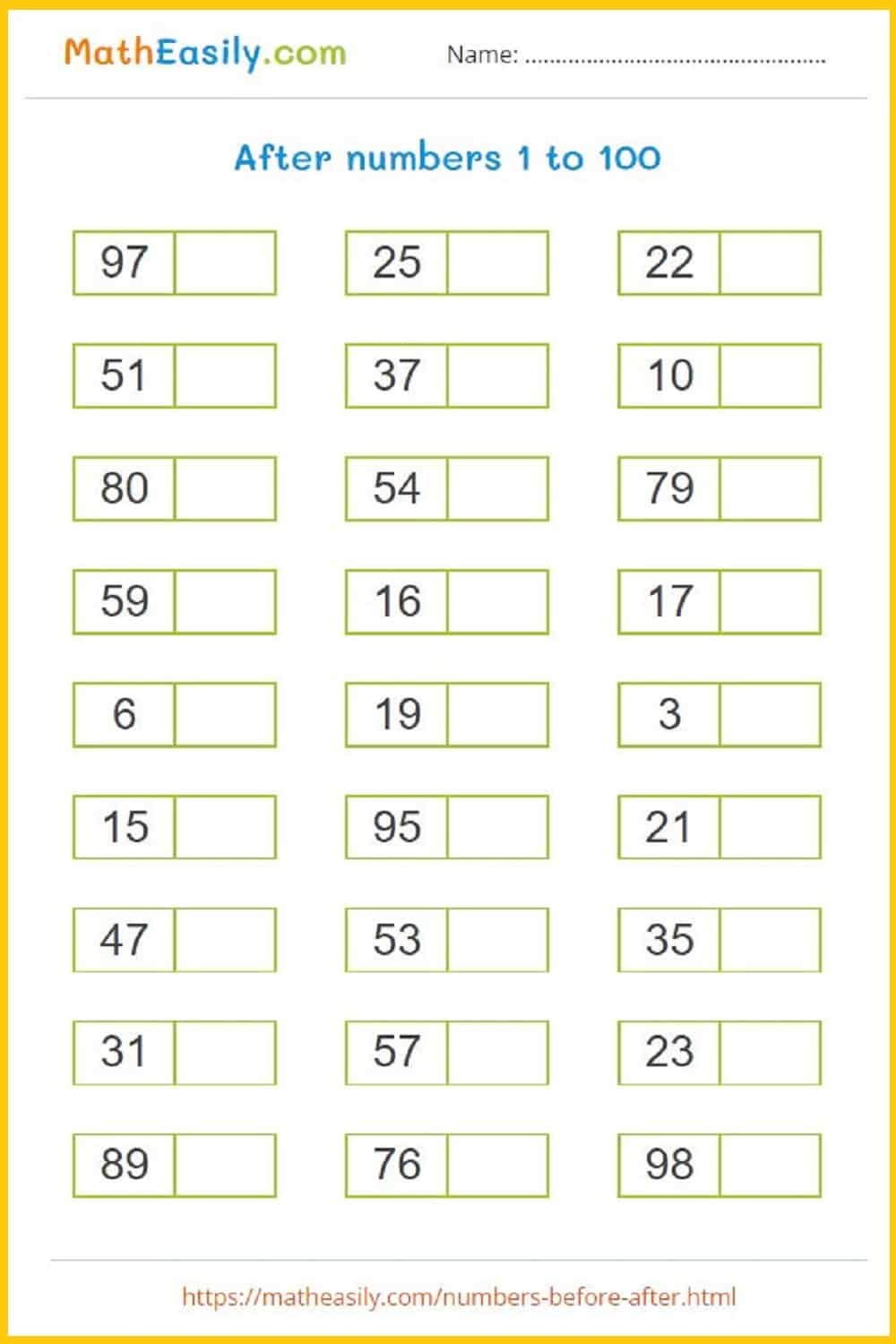 What Comes After Numbers 1 To 50 Worksheets And Games Worksheets Library