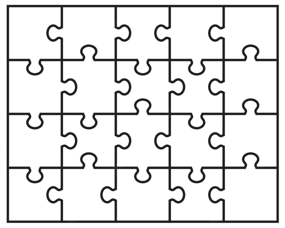 White Jigsaw Puzzle Template Design Background Print Tile Part 
