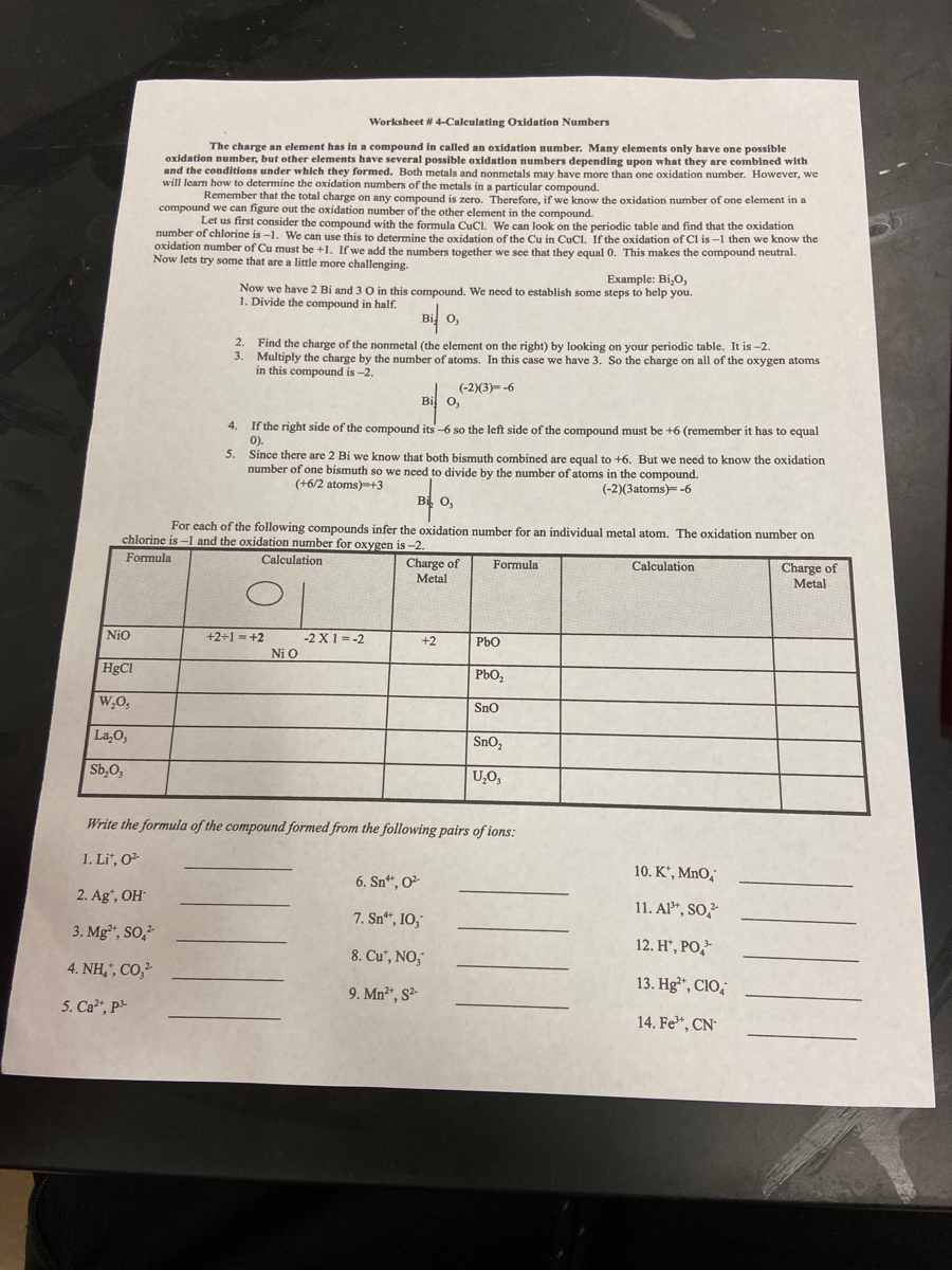 Worksheet Oxidation Numbers Answers Worksheets For Kindergarten