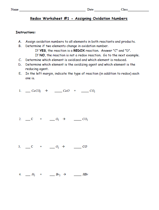 Worksheet Oxidation Numbers Answers Worksheets For Kindergarten