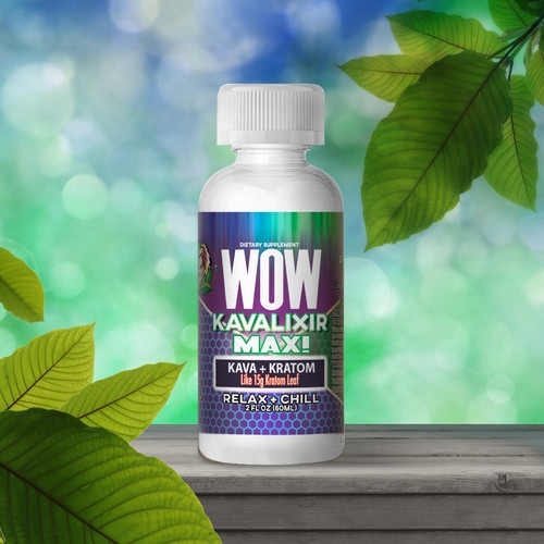 WOW KAVALIXIR MAX Liquid Kratom Kava Shot Laughing Lion Herbs