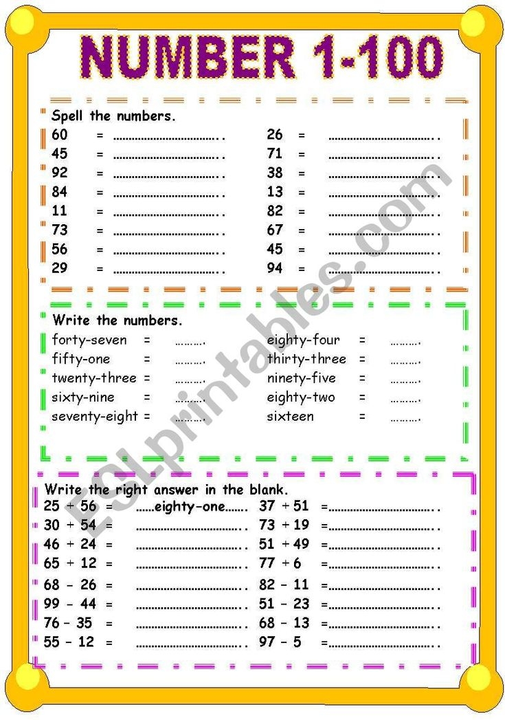 Write Numbers 1 To 100