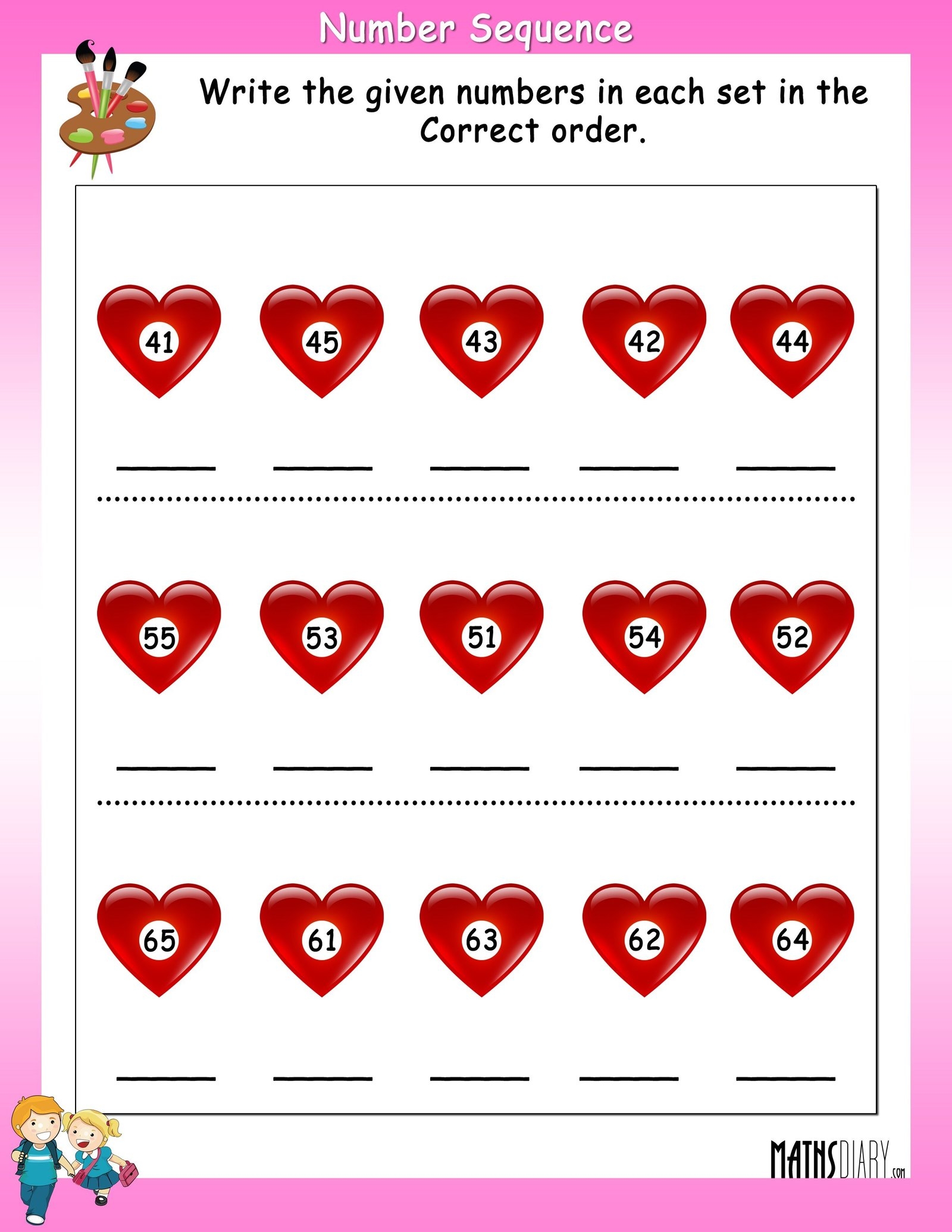 Write Numbers In Correct Sequence Math Worksheets MathsDiary