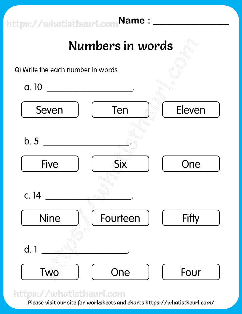 Write the number in words worksheet for grade 1 2 Your Home Teacher