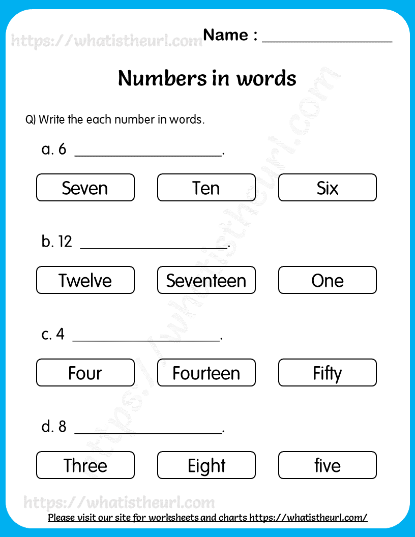 Write The Number In Words Worksheet For Grade 1 Your Home Teacher
