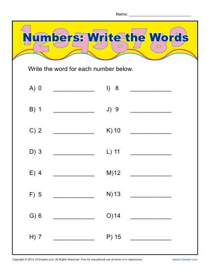 Write The Words That Spell The Numbers Worksheet Activity Worksheets 