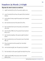 Writing 6 digit Numbers In Words Worksheet
