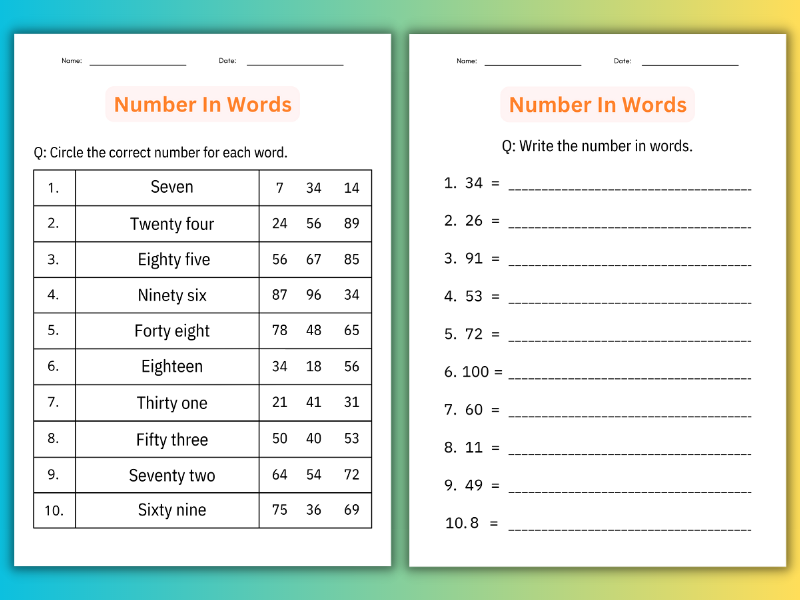 Writing Digits In Words 4 Digit Numbers Place Value Worksheets 