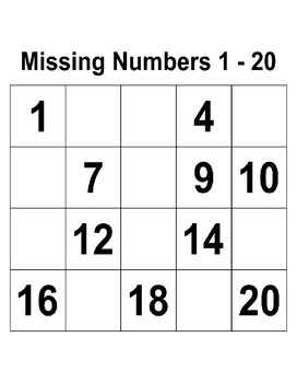 Writing Numbers 1 20 Printables Worksheet Missing Numbers By Tambocto
