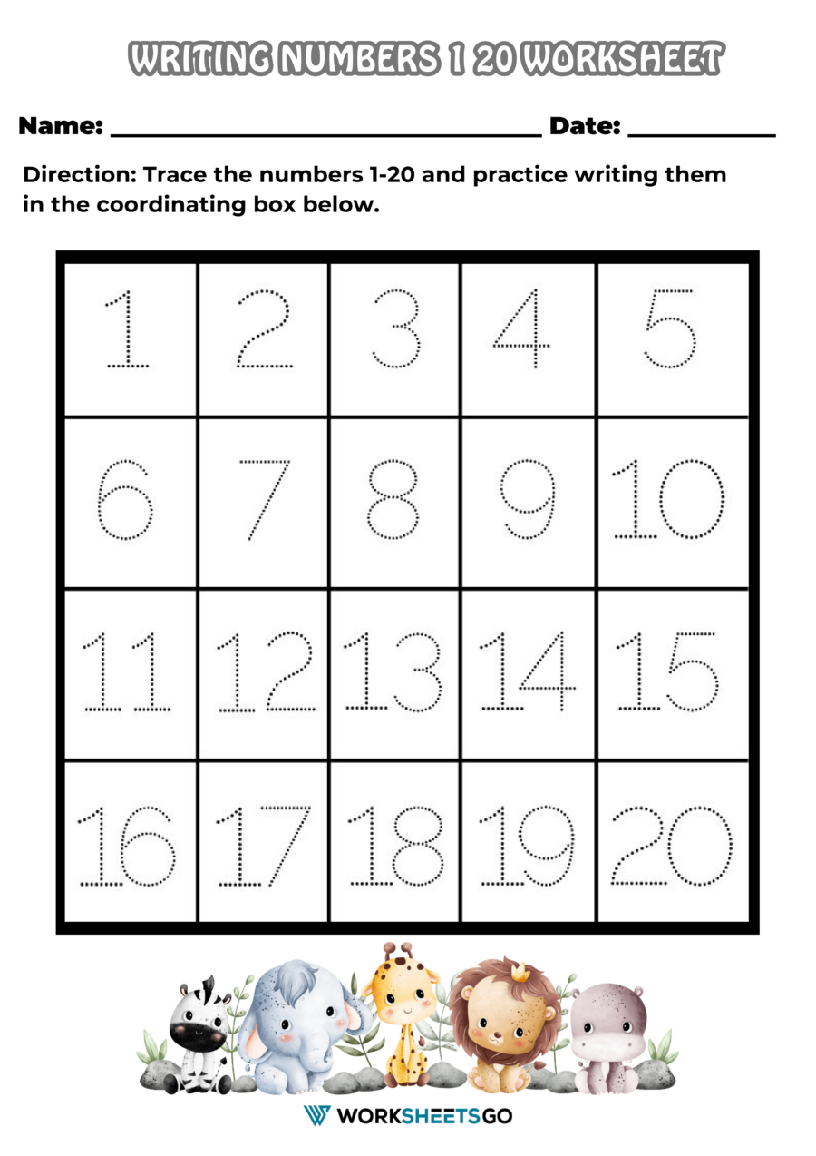 numbers 1-20 writing worksheet