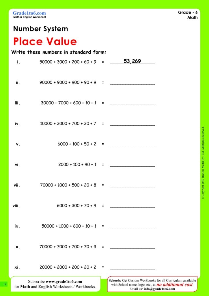 Writing Numbers In Standard Form Worksheets Printable Worksheets