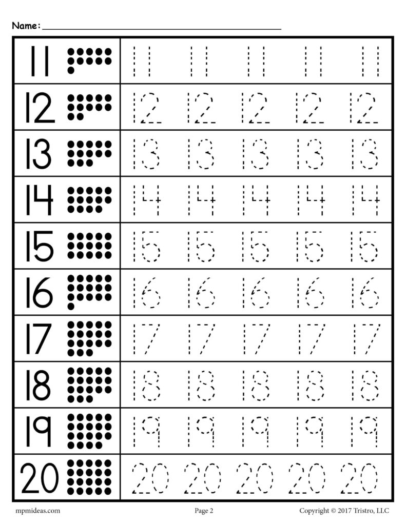 Writing Numbers Worksheet 1 20 Pdf Printable Worksheets