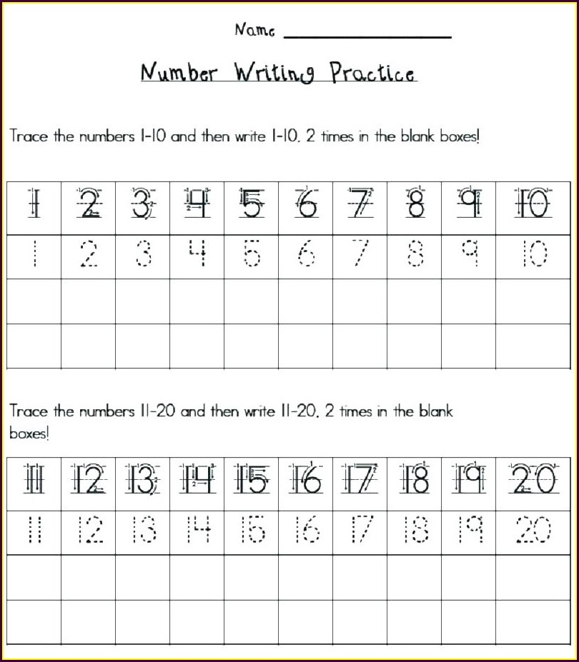 Writing Numbers Worksheet 1 20