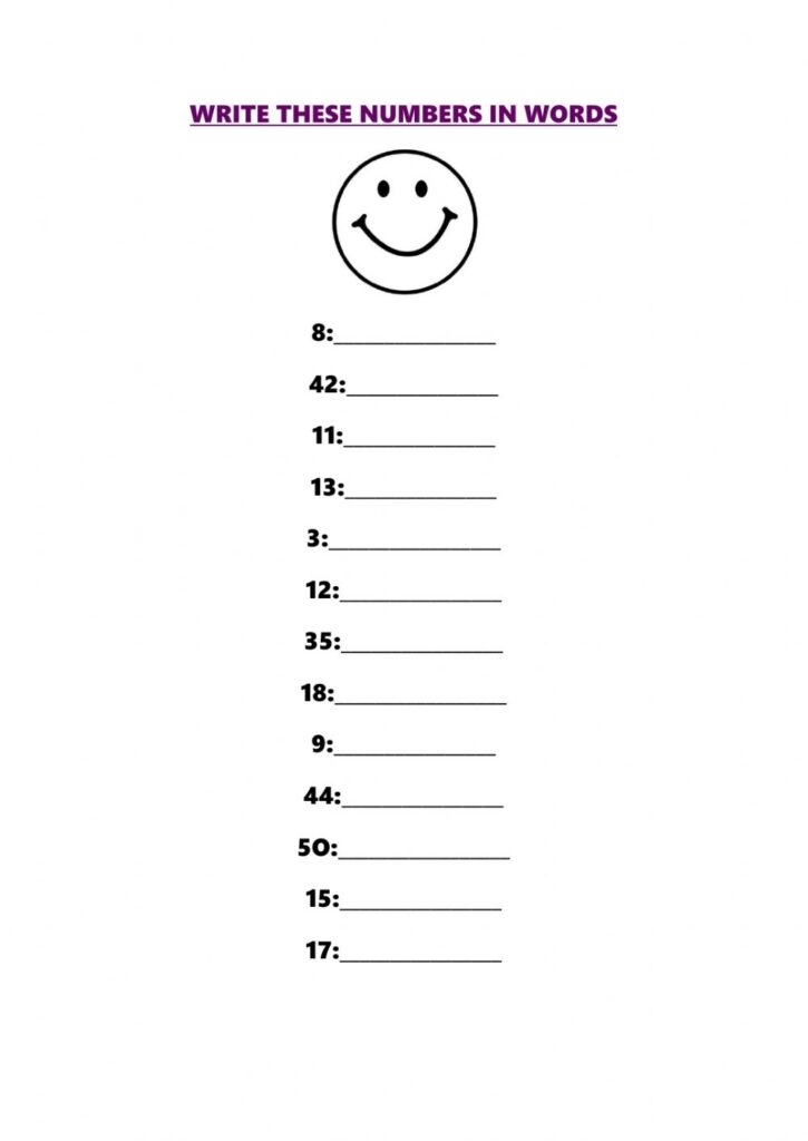 Writing Word Numbers Worksheets Printable Worksheets