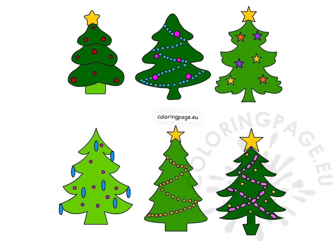 Xmas Trees Small Christmas Trees Printable Coloring Page