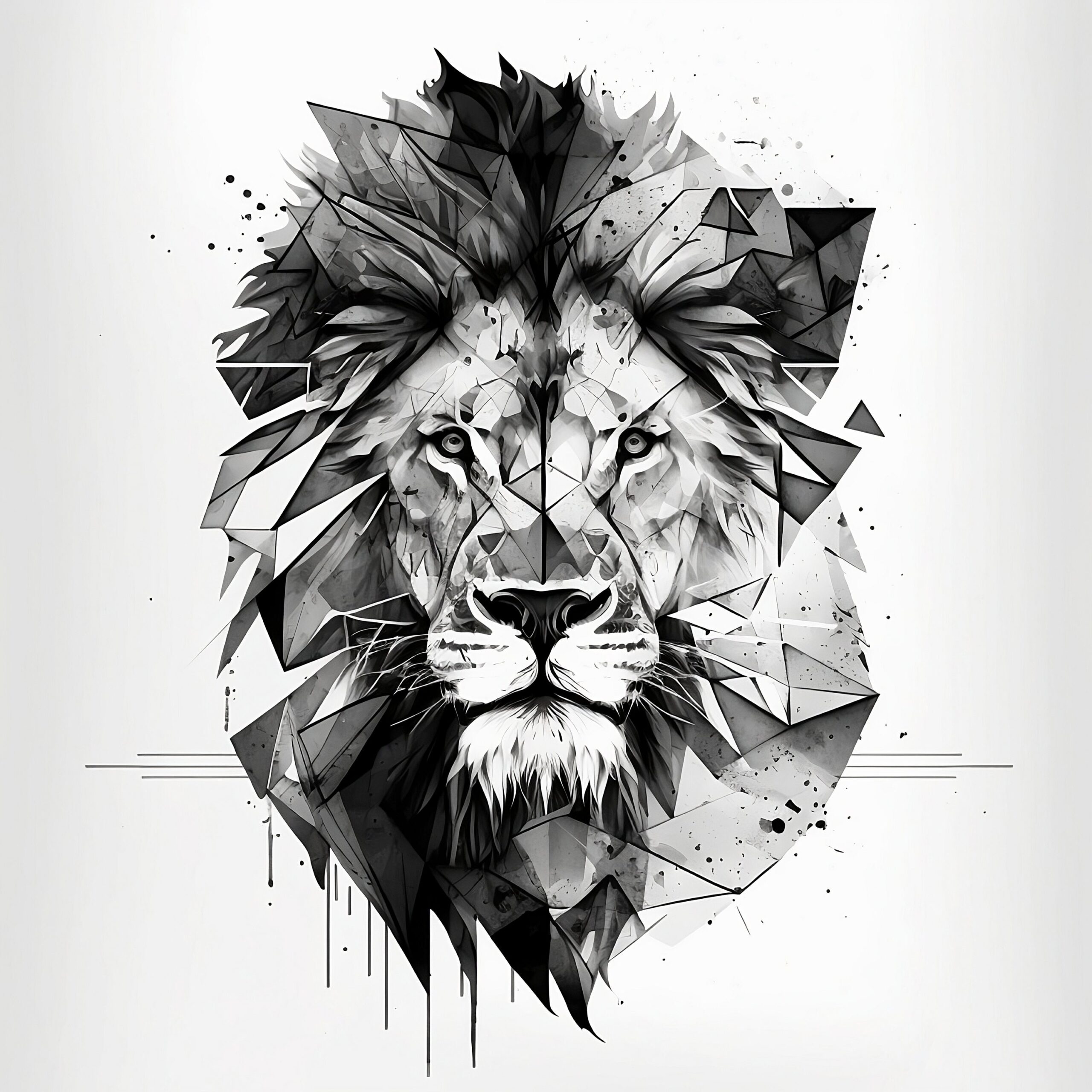 geometric lion tattoo color