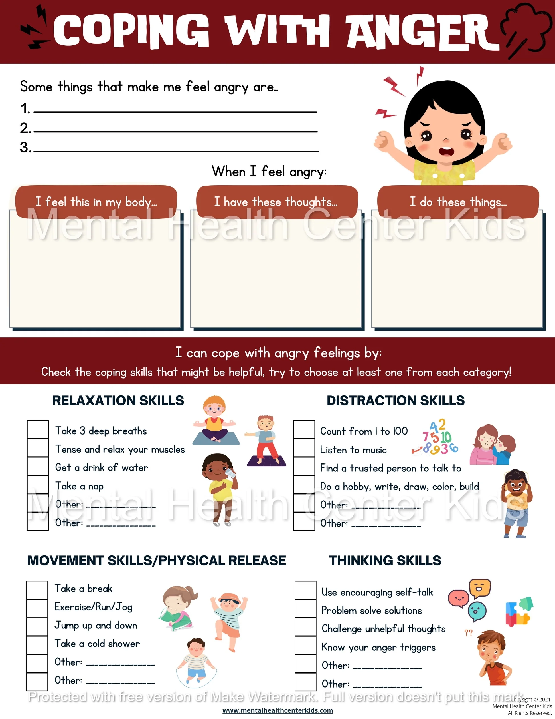 Coping With Anger Worksheet Mental Health Center Kids Coping With Anger Worksheet Mental Health Center Kids