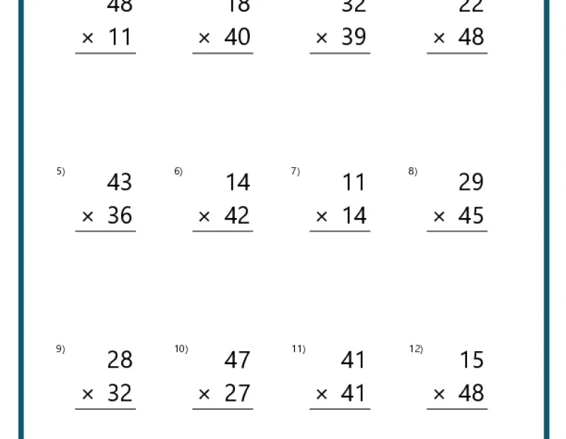 Double Digit Multiplication Worksheets