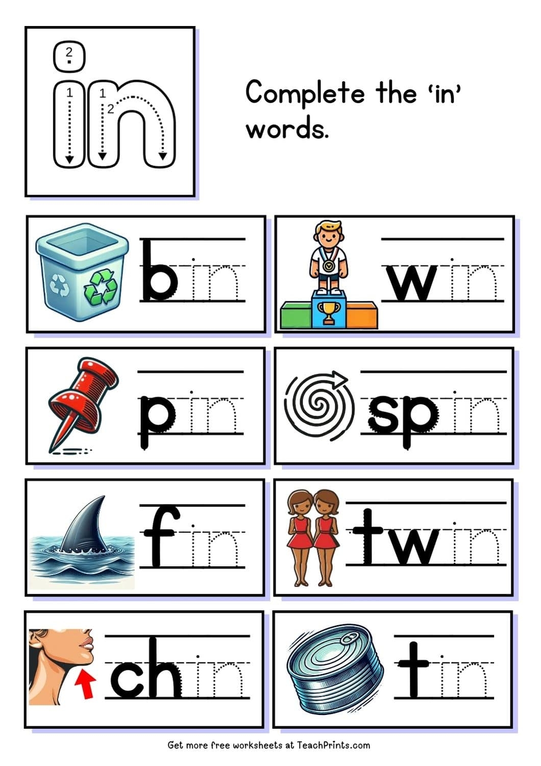 Free in Word Family Worksheets Teach Prints