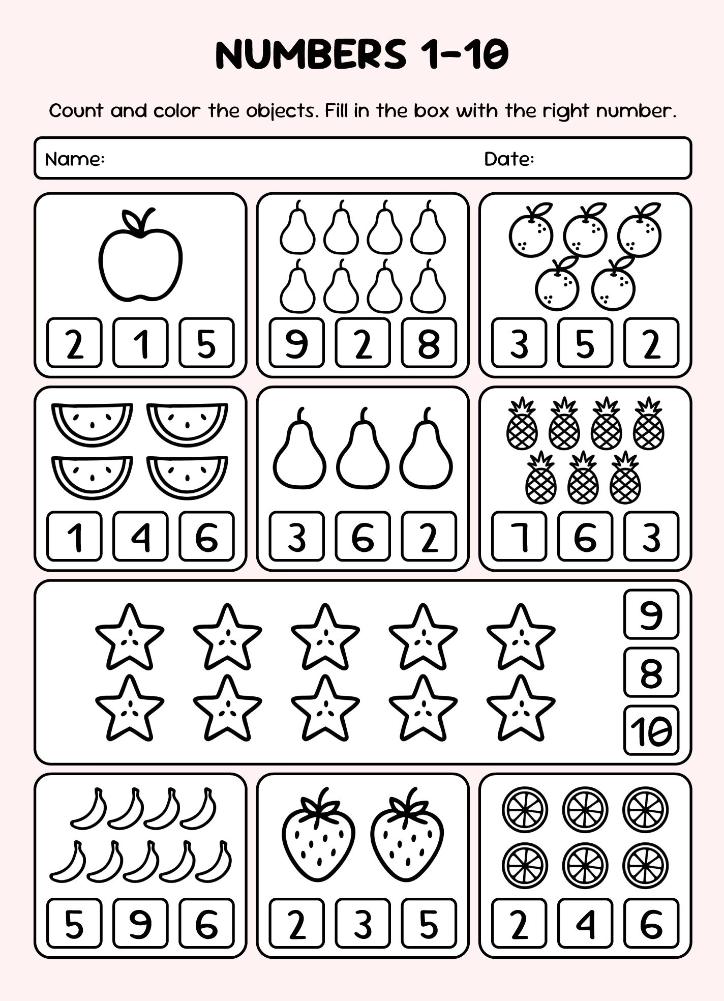kindergarten number worksheets free