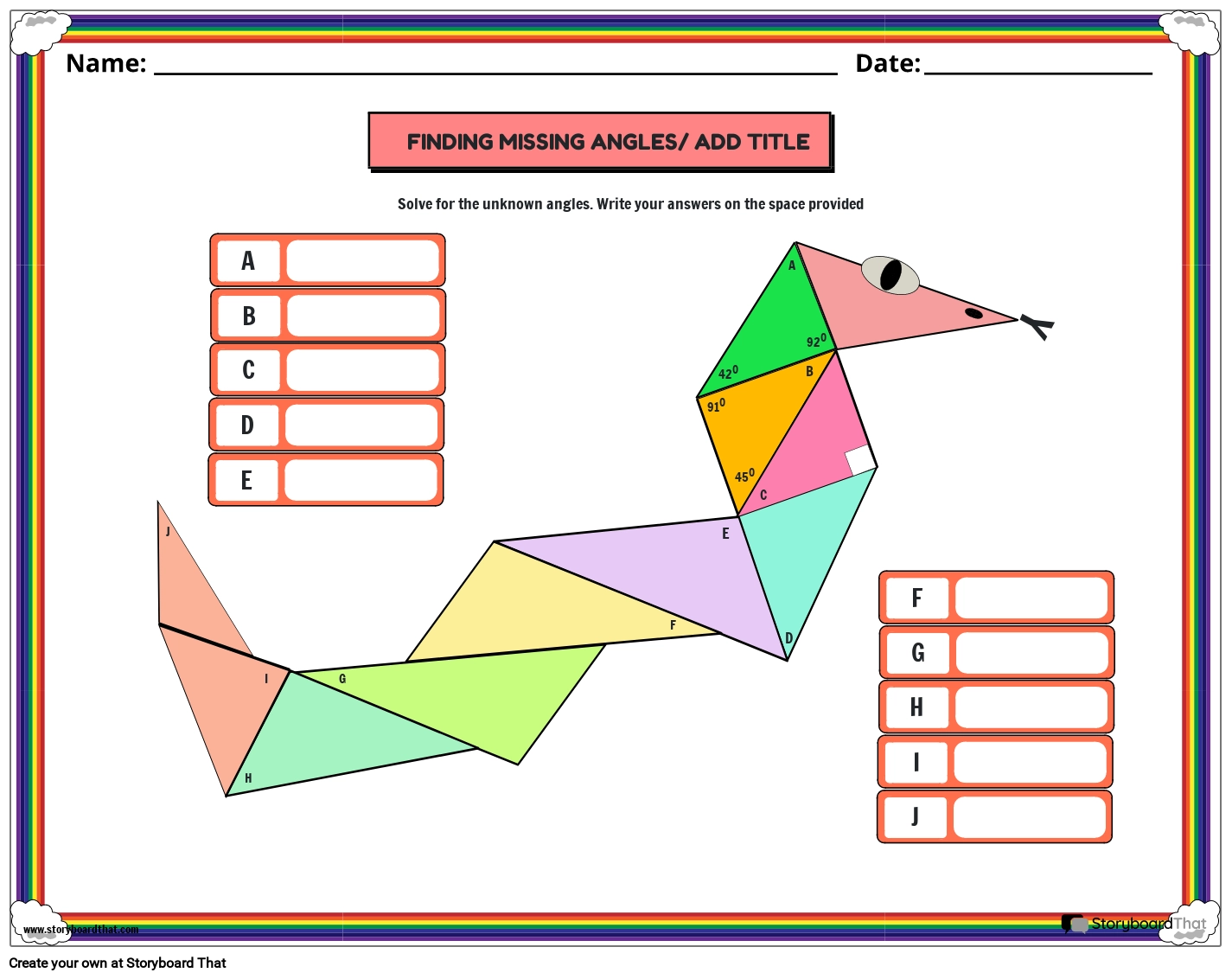 Missing Angle Of Triangle Worksheet Printable Art Activities