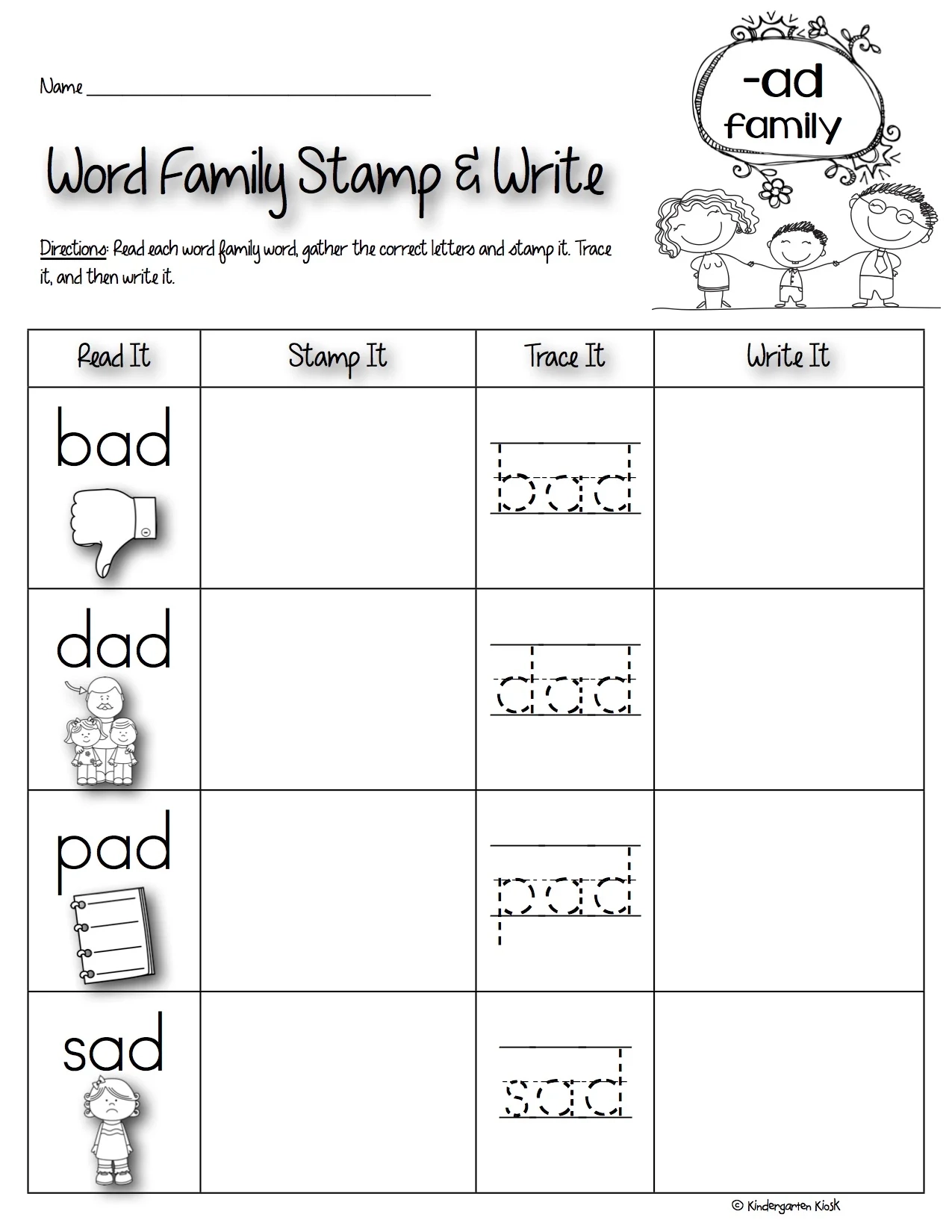 Phonics Prep Word Family Worksheets Kindergarten Kiosk