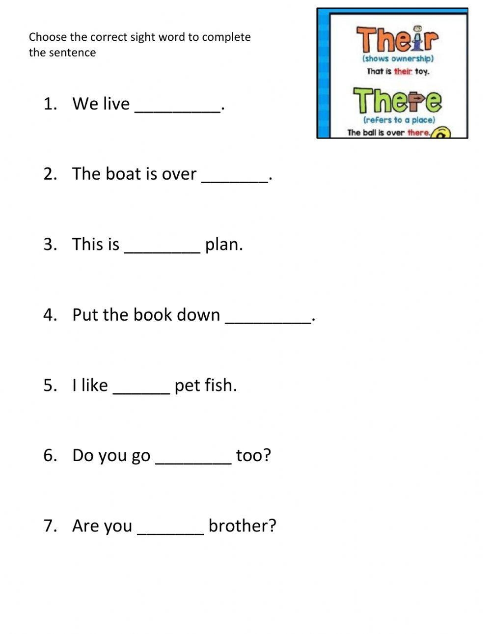there they're and their worksheet