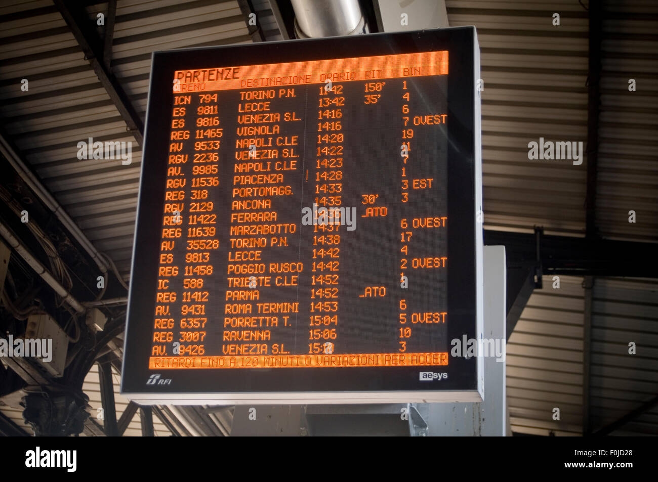 Train Timetable Table Tables Time Arrivals Departure Departures Board Digital Italian Italy Boards Train Timetables Display Stock Photo Alamy