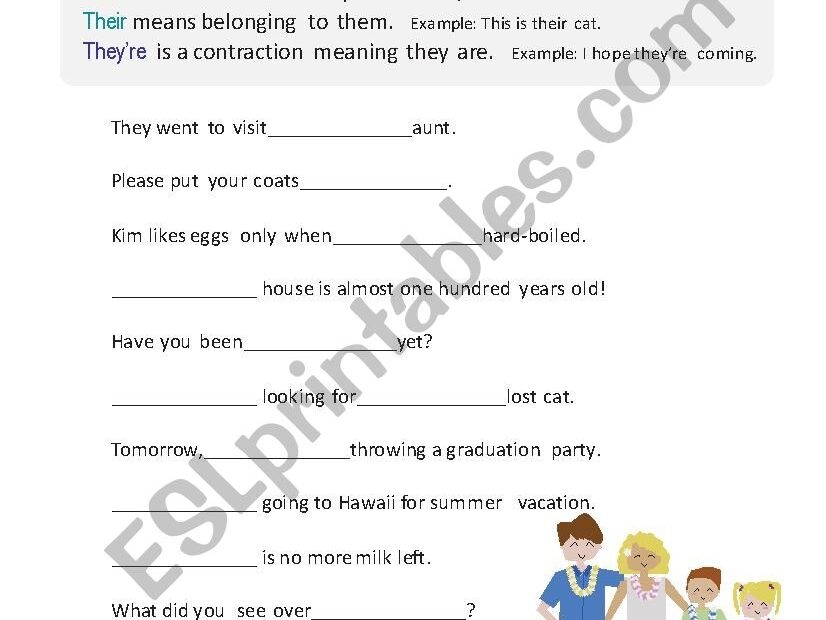 Understanding The Differences Between There Their And They re Worksheet Guide